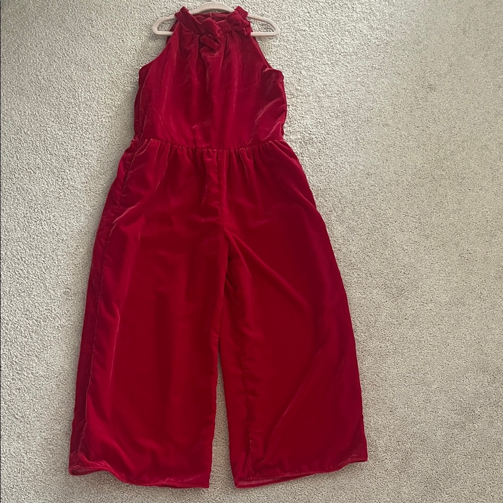Janie and Jack Red Velvet Jumpsuit